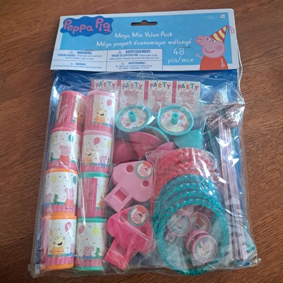 Peppa Pig birthday party supplies favors Amscan Mega Mix Value Pack -48 Pcs. NEW - Picture 1 of 2